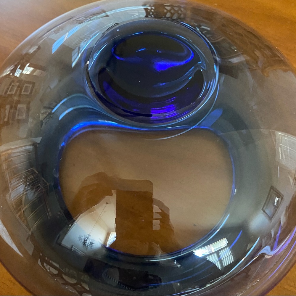Per Lütken Mid-Century Holmegaard Blue Glass Bowl for Royal Copenhagen Murano - Picture 4 of 9